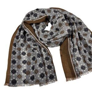 Fuuxxi Large Printed Fine Wool Scarf Wrap Pashmina Unisex Preppy Heritage